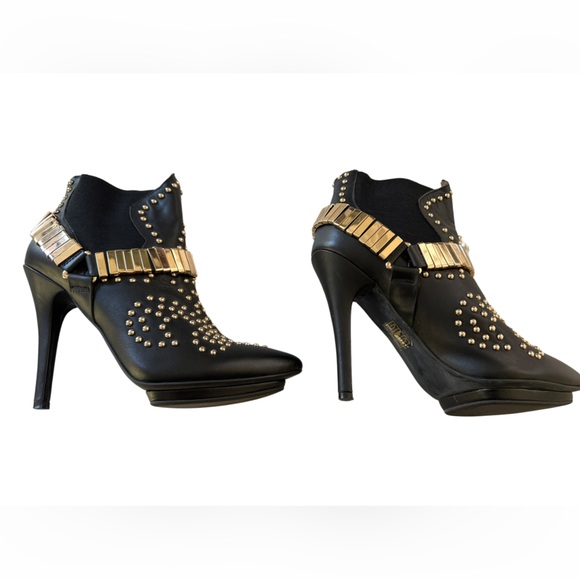 EUC JEFFREY CAMPBELL Gold Buckle ankle booties Sz 7.5 - Picture 4 of 9